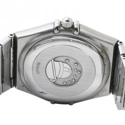Pre Owned Omega White Stainless Steel Constellation Women's Wristwatch 35MM