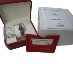 Pre Owned Omega Blue Mother of Pearl Stainless Steel Constellation My Choice Women's Wristwatch 24MM