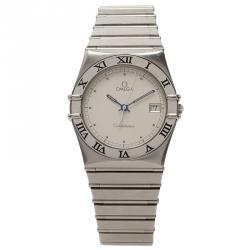 Pre Owned Omega White Stainless Steel Constellation Women's Wristwatch 33MM