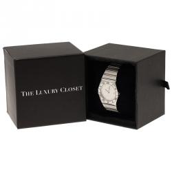 Pre Owned Omega White Stainless Steel Constellation Women's Wristwatch 33MM