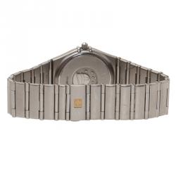 Pre Owned Omega White Stainless Steel Constellation Women's Wristwatch 34MM