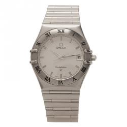 Pre Owned Omega White Stainless Steel Constellation Women's Wristwatch 33MM