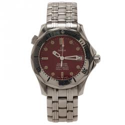 Omega Red Stainless Steel Seamaster Women's Wristwatch 36MM