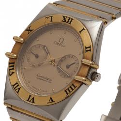 Omega Gold Stainless Steel and 18K Yellow Gold Constellation Women's Wristwatch 32MM