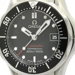 Pre Owned Omega Black Stainless Steel Seamaster Women's Wristwatch 28MM