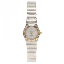 Omega Mother of Pearl 18K Yellow Gold and Stainless Steel Constellation Women's Wristwatch 22 MM