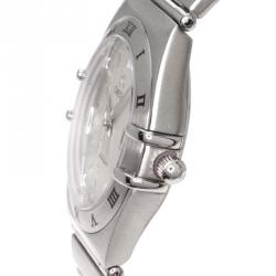 Pre Owned Omega White Stainless Steel Constellation Women's Wristwatch 28MM