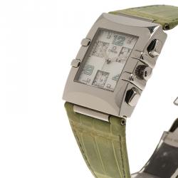 Pre Owned Omega White Stainless Steel Constellation Quadra Quartz Chronograph Women's Wristwatch 28MM