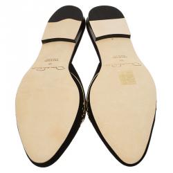 Pre Owned Oscar De La Renta Black Studded Suede Calista Flat Mules Size 38
