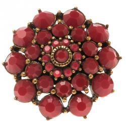 Pre Owned Oscar de la Renta Red Resin Flower Dome Ring Size 54.5