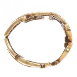 Pre Owned Oscar De La Renta White Gold Tone Cuff Bracelet