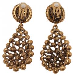 Pre Owned أقراط أوسكار دي لا رينتا دمعة كريستال أحمر بكلبس