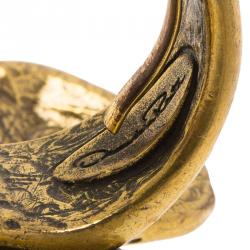 مملوكة مسبقًا Oscar de la Renta Circular Swirls Gold Tone Ring Size 56