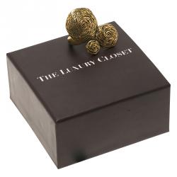 مملوكة مسبقًا Oscar de la Renta Circular Swirls Gold Tone Ring Size 56