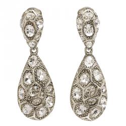 Pre Owned Oscar De La Renta Crystal Drop Clip-on Earrings