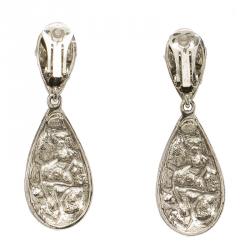 Pre Owned Oscar De La Renta Crystal Drop Clip-on Earrings