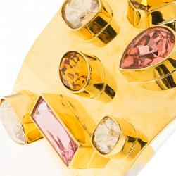 مملوكة مسبقًا Oscar de la Renta Crystal & Gold Tone Open-Cuff Bracelet