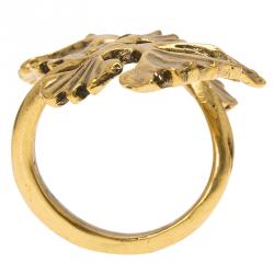 Pre Owned Oscar de la Renta Fern Gold Tone Ring