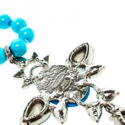 Pre Owned قلادة اوسكار دي لا رينتا طويلة كريستال وخرز زر قاء