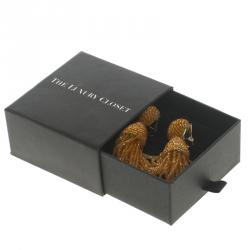 مملوكة مسبقًا Oscar de la Renta Orange Beaded Gold Tone Clip-on Tassel Earrings