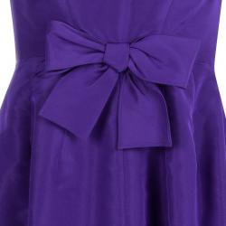 Pre Owned Oscar De La Renta Purple Bow Detail Sleeveless Dress M