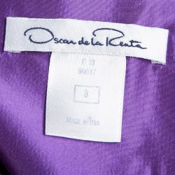 Pre Owned Oscar De La Renta Purple Bow Detail Sleeveless Dress M