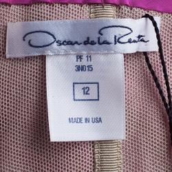 Pre Owned فستان سهرة اوسكار دي لا رينتا بحزام شيفون وردي زاهي L