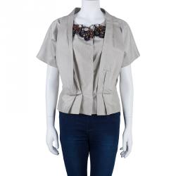 Pre Owned Oscar De La Renta Embellished Ivory Top XXL