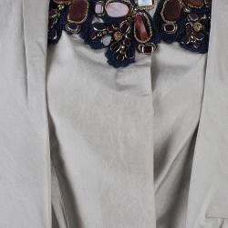 Pre Owned Oscar De La Renta Embellished Ivory Top XXL