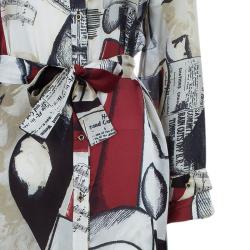 Pre Owned Oscar de la Renta Printed Silk Shirt Maxi Dress M