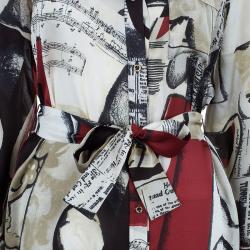 Pre Owned Oscar de la Renta Printed Silk Shirt Maxi Dress M