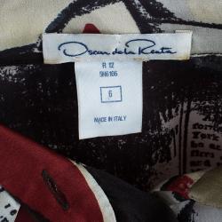 Pre Owned Oscar de la Renta Printed Silk Shirt Maxi Dress M