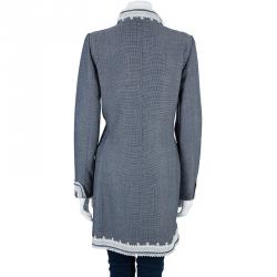 Pre Owned Oscar de la Renta Gray Embroidered Trimming Coat M
