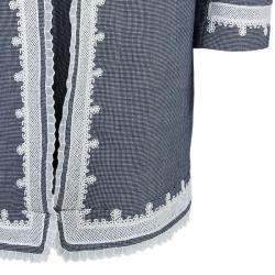 Pre Owned Oscar de la Renta Gray Embroidered Trimming Coat M