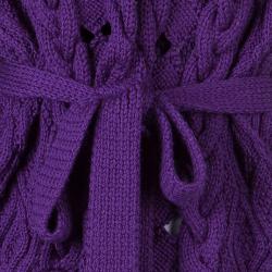 Pre Owned Oscar De La Renta Purple Cable Knit Wool Cardigan L