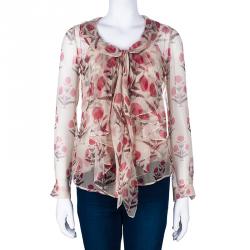 Pre Owned بلوزة أوسكار دي لا رينتا شيفون موردة S