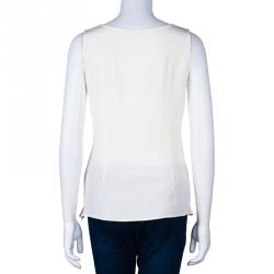 Pre Owned Oscar de la Renta Off-white Sleeveless Top M