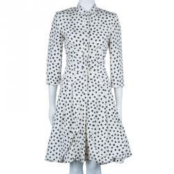 Pre Owned Oscar De La Renta Polka-dot Dress Coat M