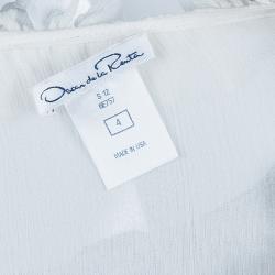 مملوكة مسبقًا توب اوسكار دي لا رينتا تموجات شيفون أبيض S