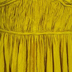 Oscar de la Renta Yellow Crushed Silk Strapless Gown S