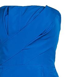 Pre Owned Oscar de la Renta Blue Silk Faille Trumpet Gown M