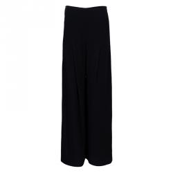 Pre Owned Oscar de la Renta Black High Waisted Wide Leg Trousers S
