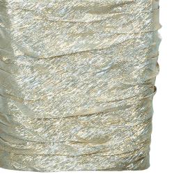 Pre Owned Oscar de la Renta Gold One Shoulder Dress M