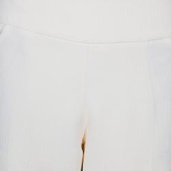 Pre Owned Oscar de la Renta Cream Wide Leg Trousers S