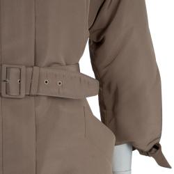 Pre Owned Oscar De La Renta Brown Silk Belted Overcoat L