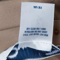 Pre Owned Oscar De La Renta Brown Silk Belted Overcoat L