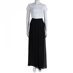 Pre Owned Oscar De La Renta Black Silk Palazzo Pants XL