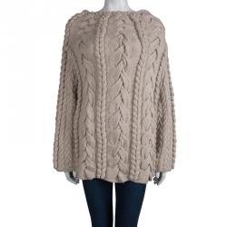 Pre Owned Oscar De La Renta Beige Cashmere Knitted Sweater S