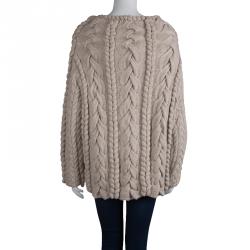 Pre Owned Oscar De La Renta Beige Cashmere Knitted Sweater S