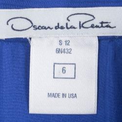 Pre Owned Oscar De La Renta Blue Silk Chiffon Flared Maxi Skirt M
